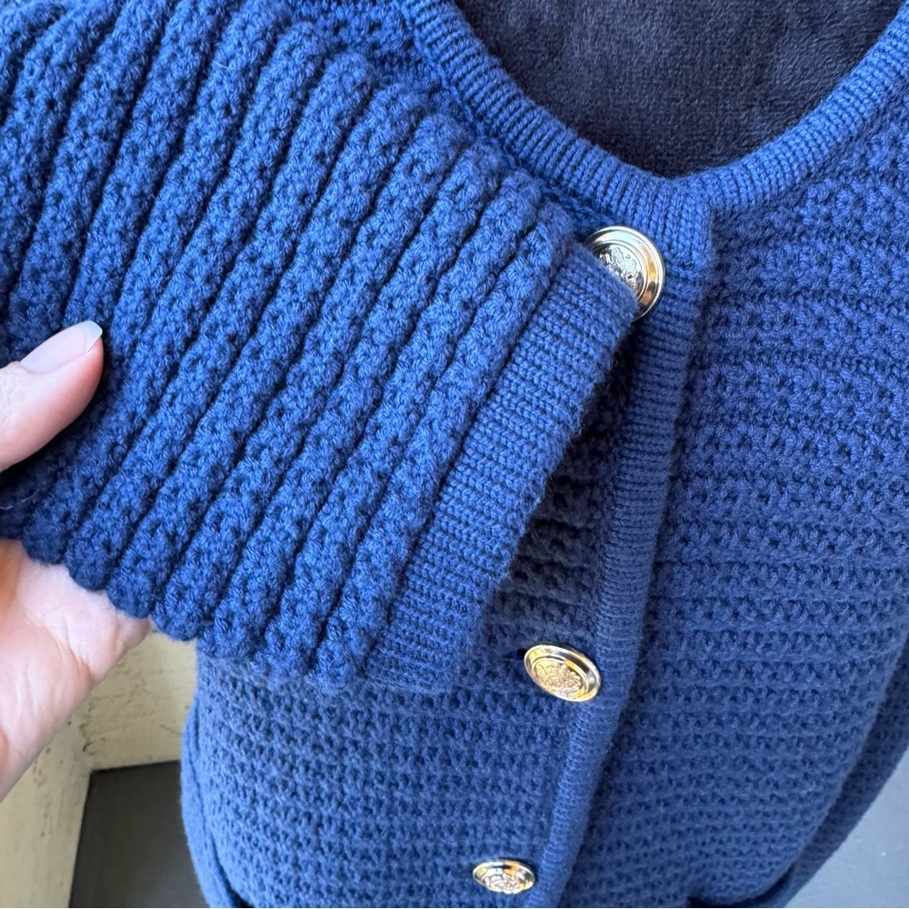 A LOVES A Navy Blue Button-Up Sweater Sz XL Pockets Buttons Front NWT - Picture 7 of 13